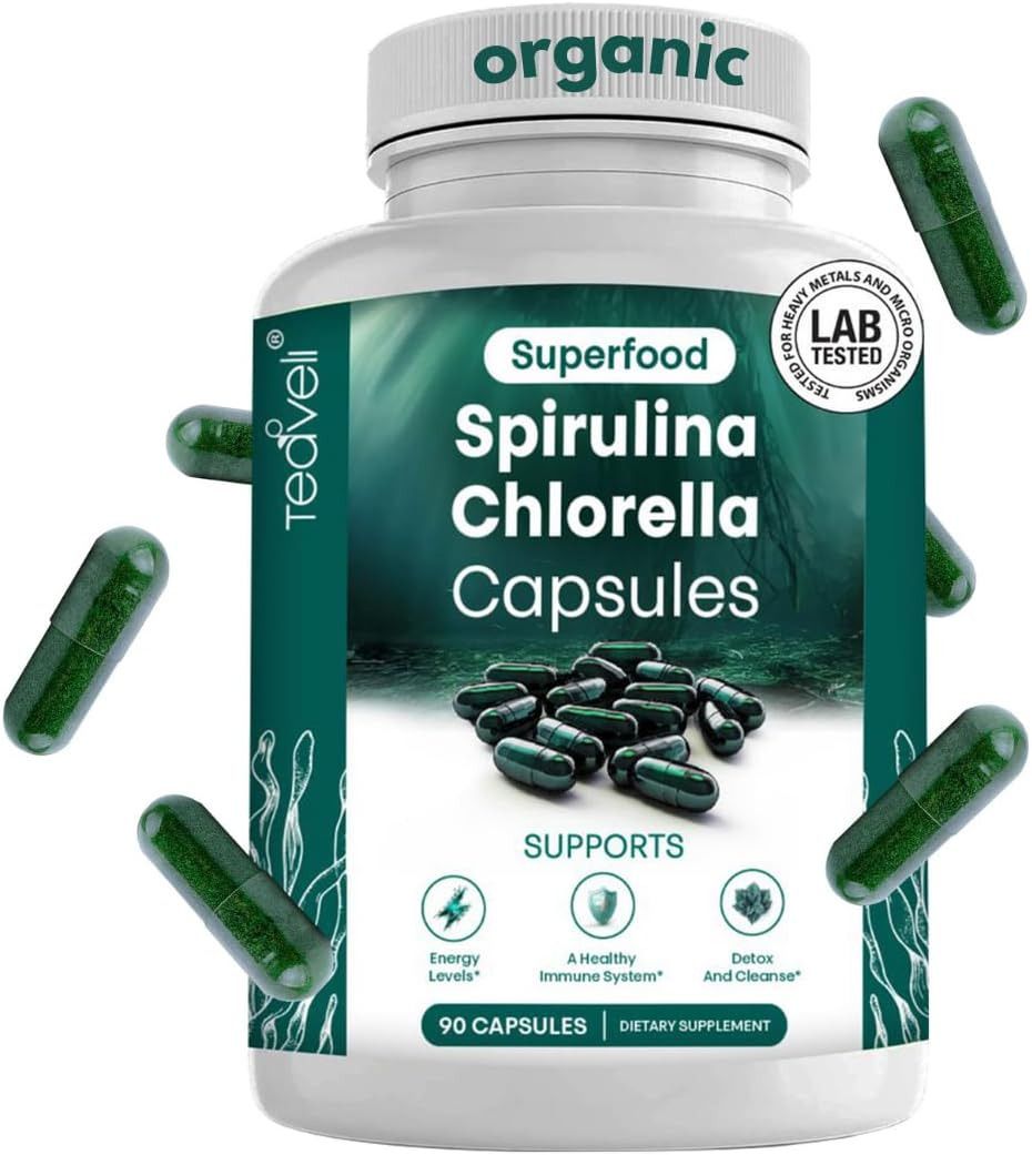 Organic Spirulina and Chlorella Capsules 
